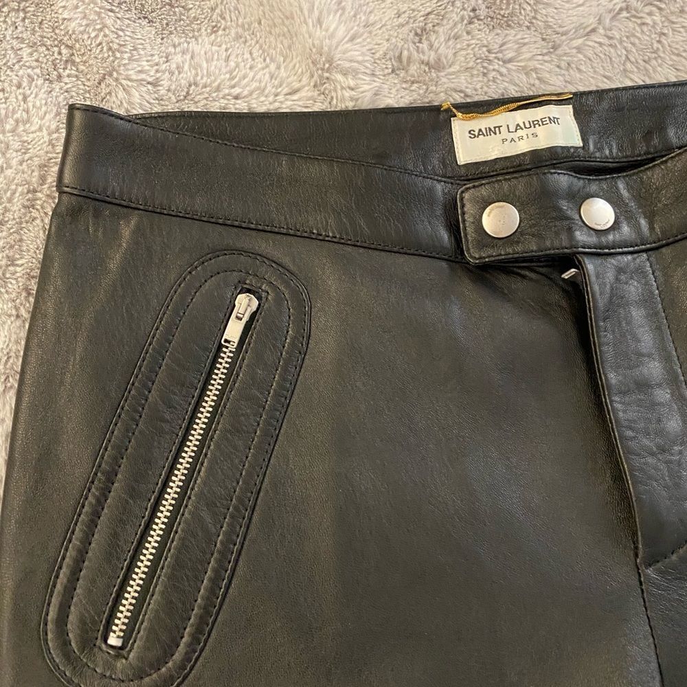 Saint Laurent Paris genuine leather pants, size 38(4) - Picture 4 of 14